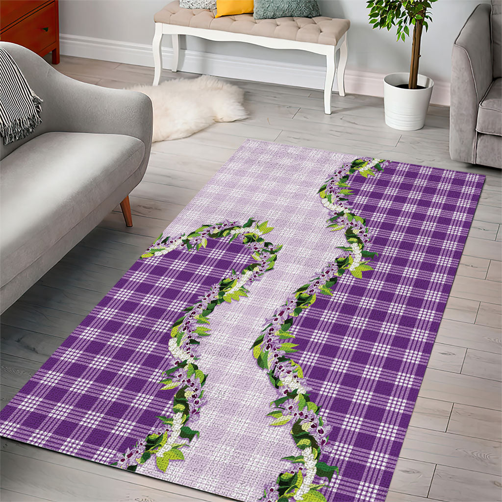 Violet Hawaii Palaka Area Rug Maile Pikake Honohono Orchid Lei