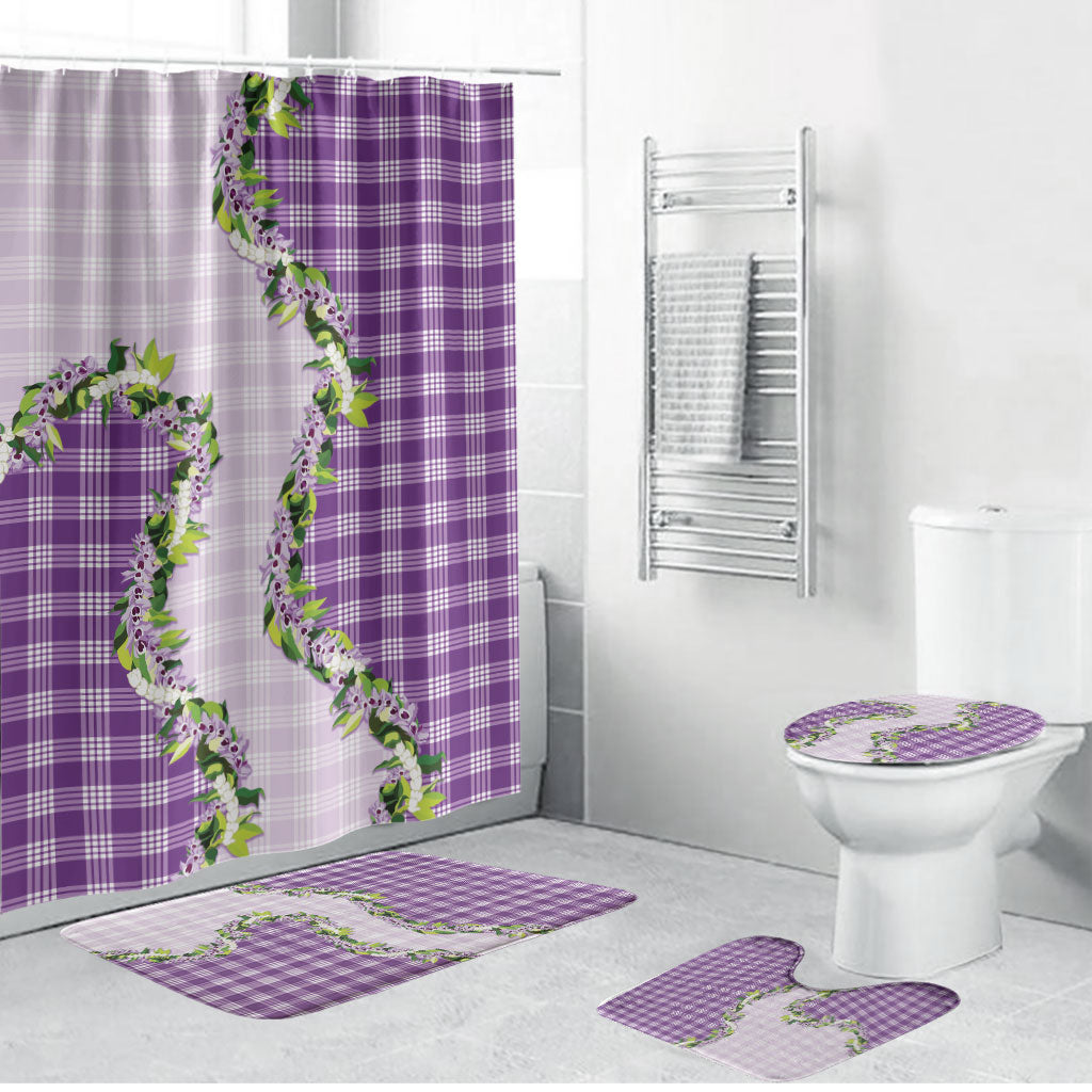 Violet Hawaii Palaka Bathroom Set Maile Pikake Honohono Orchid Lei LT05 Bathroom Set (4 pcs) Violet - Polynesian Pride