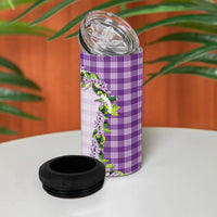 Violet Hawaii Palaka 4 in 1 Can Cooler Tumbler Maile Pikake Honohono Orchid Lei