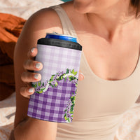 Violet Hawaii Palaka 4 in 1 Can Cooler Tumbler Maile Pikake Honohono Orchid Lei