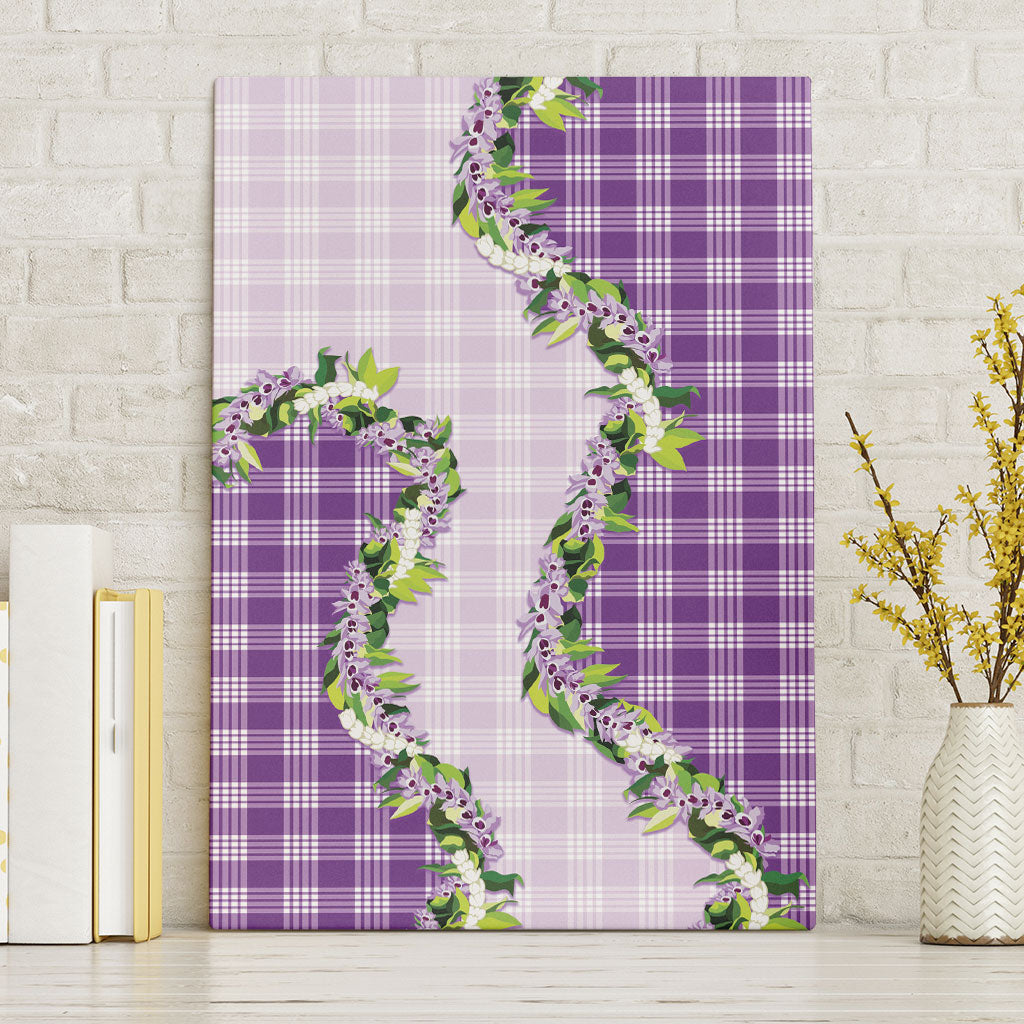 Violet Hawaii Palaka Canvas Wall Art Maile Pikake Honohono Orchid Lei LT05 Without Frame Violet - Polynesian Pride
