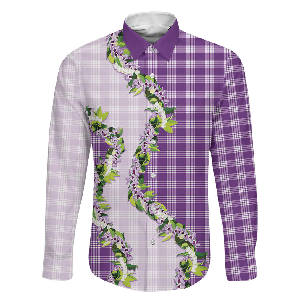 Violet Hawaii Palaka Family Matching Mermaid Dress and Hawaiian Shirt Maile Pikake Honohono Orchid Lei