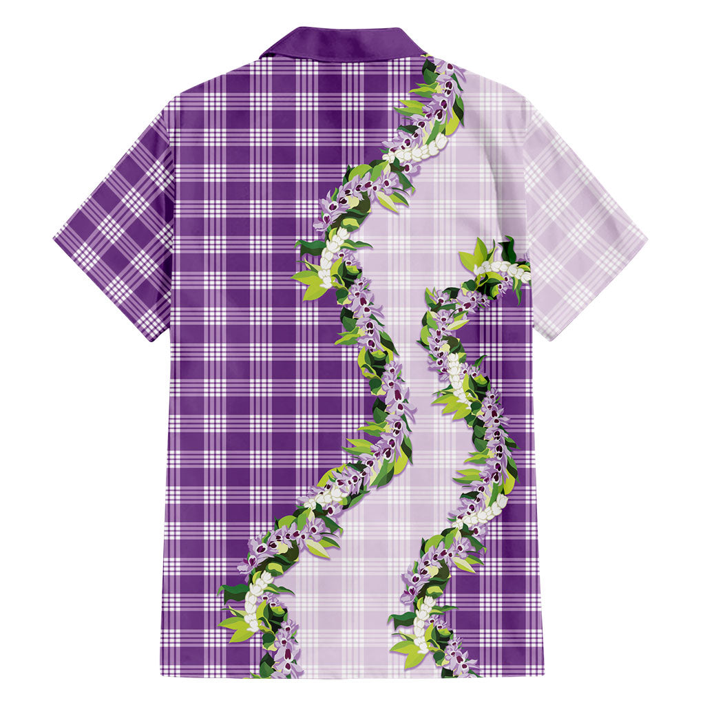 Violet Hawaii Palaka Family Matching Off Shoulder Maxi Dress and Hawaiian Shirt Maile Pikake Honohono Orchid Lei