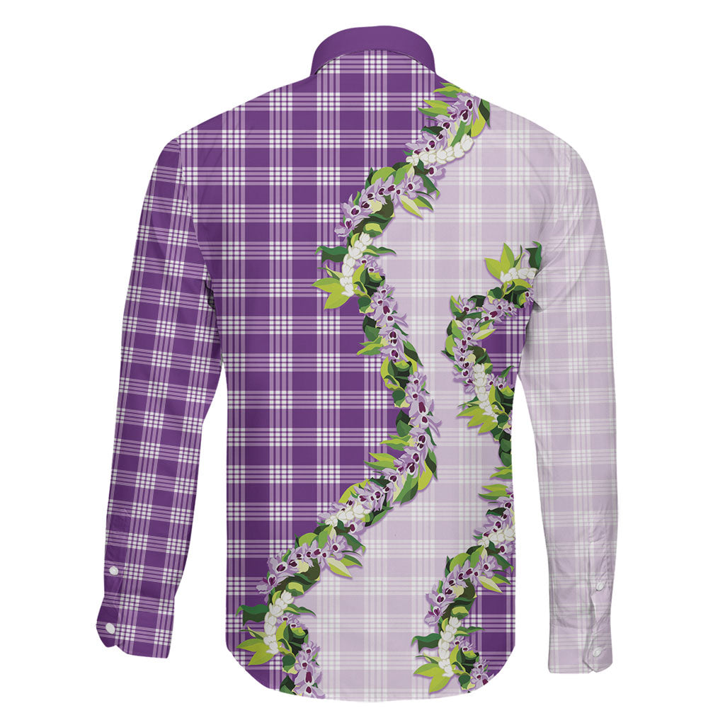 Violet Hawaii Palaka Family Matching Off Shoulder Maxi Dress and Hawaiian Shirt Maile Pikake Honohono Orchid Lei