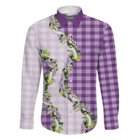 Violet Hawaii Palaka Family Matching Summer Maxi Dress and Hawaiian Shirt Maile Pikake Honohono Orchid Lei