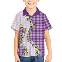 Violet Hawaii Palaka Family Matching Tank Maxi Dress and Hawaiian Shirt Maile Pikake Honohono Orchid Lei