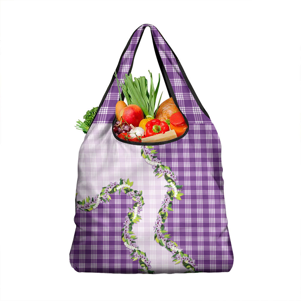 Violet Hawaii Palaka Grocery Bag Maile Pikake Honohono Orchid Lei LT05 1-pack One Size Violet - Polynesian Pride