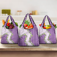 Violet Hawaii Palaka Grocery Bag Maile Pikake Honohono Orchid Lei