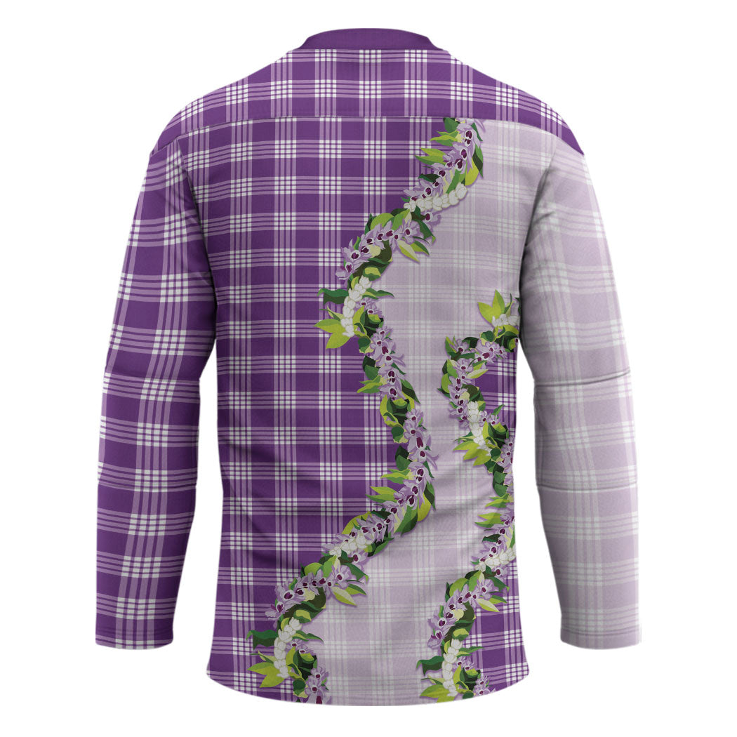 Violet Hawaii Palaka Hockey Jersey Maile Pikake Honohono Orchid Lei LT05 - Polynesian Pride