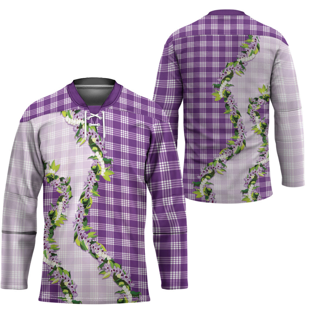 Violet Hawaii Palaka Hockey Jersey Maile Pikake Honohono Orchid Lei LT05 - Polynesian Pride