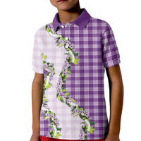 Violet Hawaii Palaka Kid Polo Shirt Maile Pikake Honohono Orchid Lei
