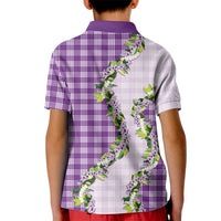 Violet Hawaii Palaka Kid Polo Shirt Maile Pikake Honohono Orchid Lei
