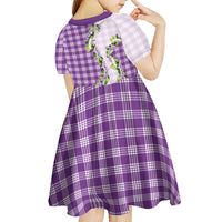 Violet Hawaii Palaka Kid Short Sleeve Dress Maile Pikake Honohono Orchid Lei