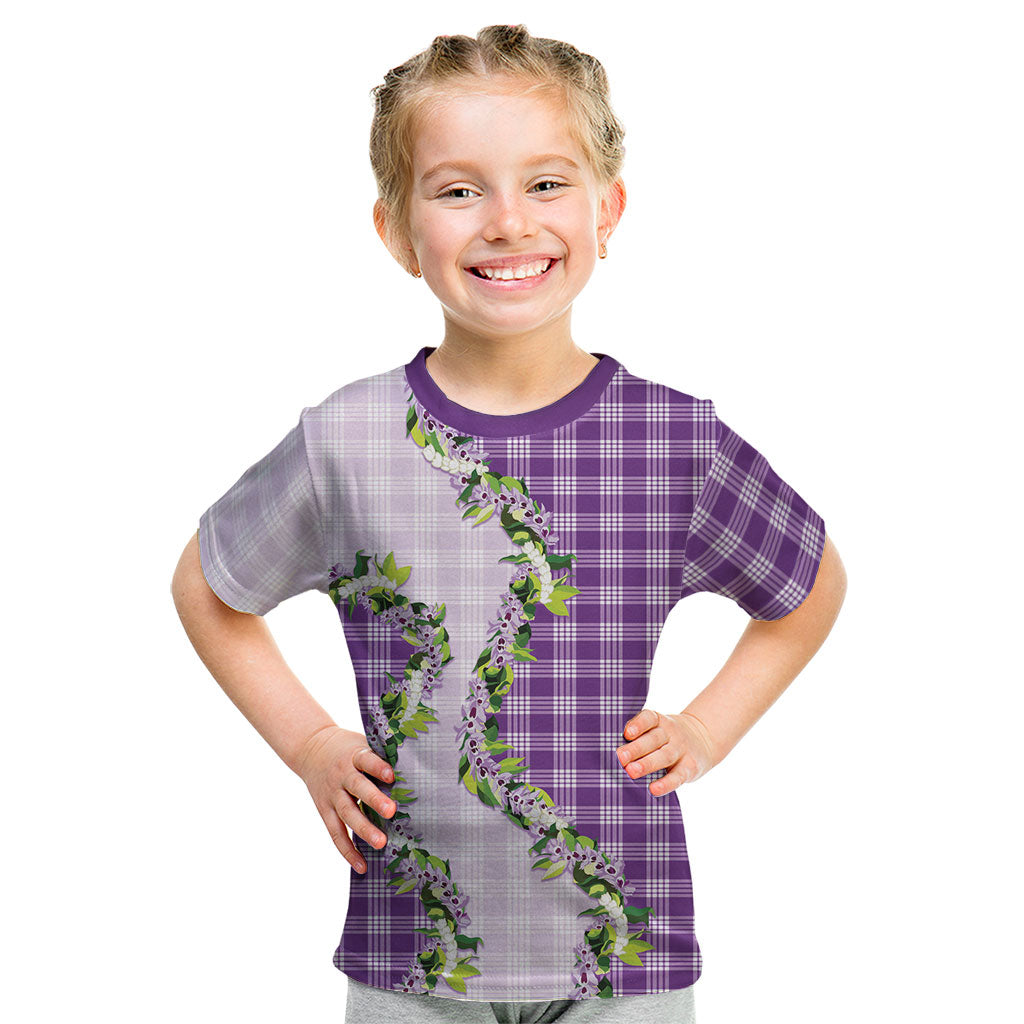 Violet Hawaii Palaka Kid T Shirt Maile Pikake Honohono Orchid Lei LT05 Violet - Polynesian Pride