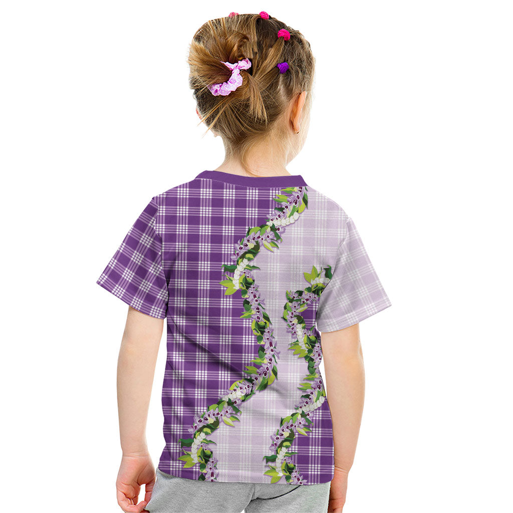 Violet Hawaii Palaka Kid T Shirt Maile Pikake Honohono Orchid Lei LT05 - Polynesian Pride