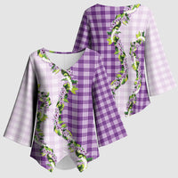 Violet Hawaii Palaka Kimono Sleeve Blouse Maile Pikake Honohono Orchid Lei LT05 - Polynesian Pride