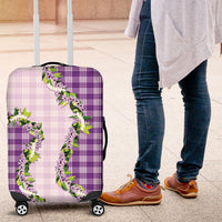 Violet Hawaii Palaka Luggage Cover Maile Pikake Honohono Orchid Lei