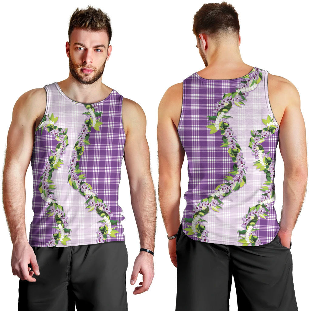 Violet Hawaii Palaka Men Tank Top Maile Pikake Honohono Orchid Lei LT05 - Polynesian Pride