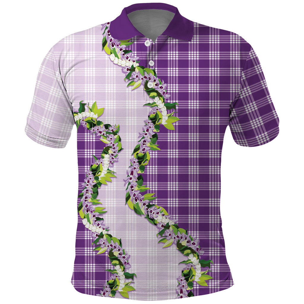 Violet Hawaii Palaka Polo Shirt Maile Pikake Honohono Orchid Lei LT05 Violet - Polynesian Pride