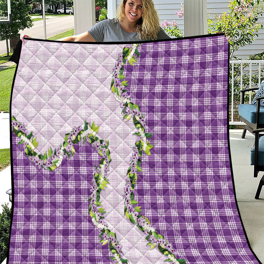 Violet Hawaii Palaka Quilt Maile Pikake Honohono Orchid Lei LT05 Violet - Polynesian Pride