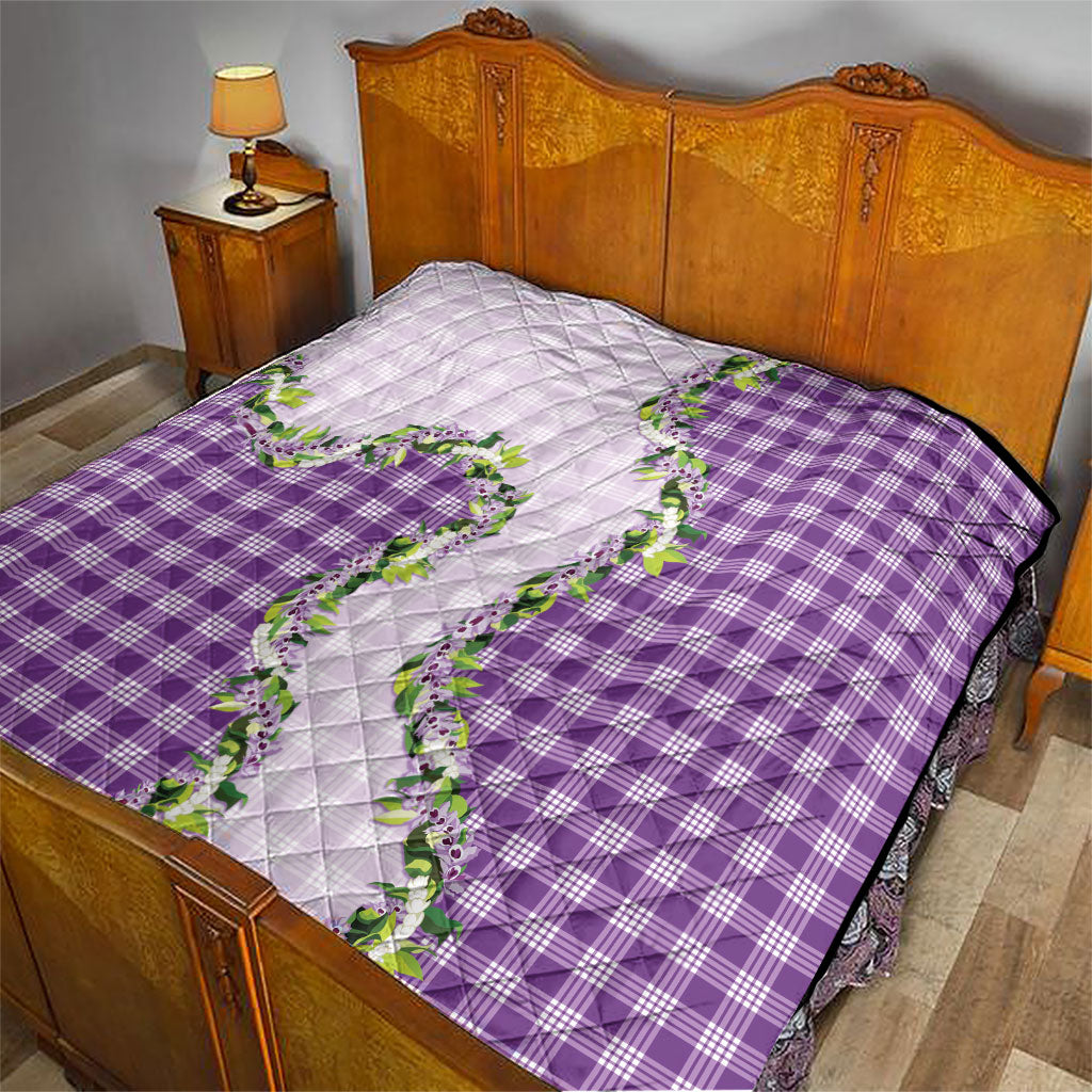 Violet Hawaii Palaka Quilt Maile Pikake Honohono Orchid Lei