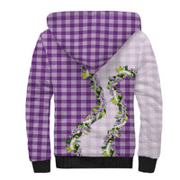 Violet Hawaii Palaka Sherpa Hoodie Maile Pikake Honohono Orchid Lei