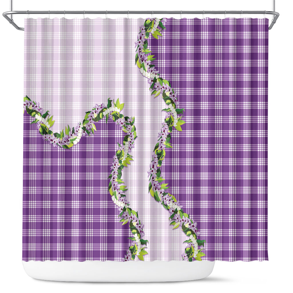 Violet Hawaii Palaka Shower Curtain Maile Pikake Honohono Orchid Lei LT05 Violet - Polynesian Pride