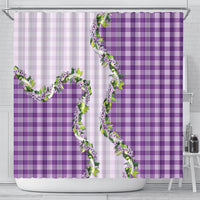 Violet Hawaii Palaka Shower Curtain Maile Pikake Honohono Orchid Lei LT05 - Polynesian Pride