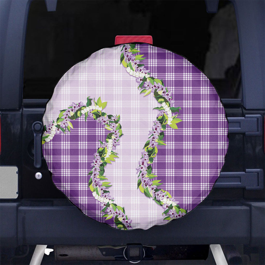 Violet Hawaii Palaka Spare Tire Cover Maile Pikake Honohono Orchid Lei LT05 No hole Violet - Polynesian Pride