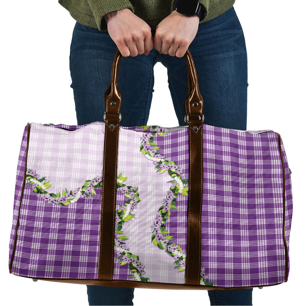 Violet Hawaii Palaka Travel Bag Maile Pikake Honohono Orchid Lei LT05 Violet - Polynesian Pride