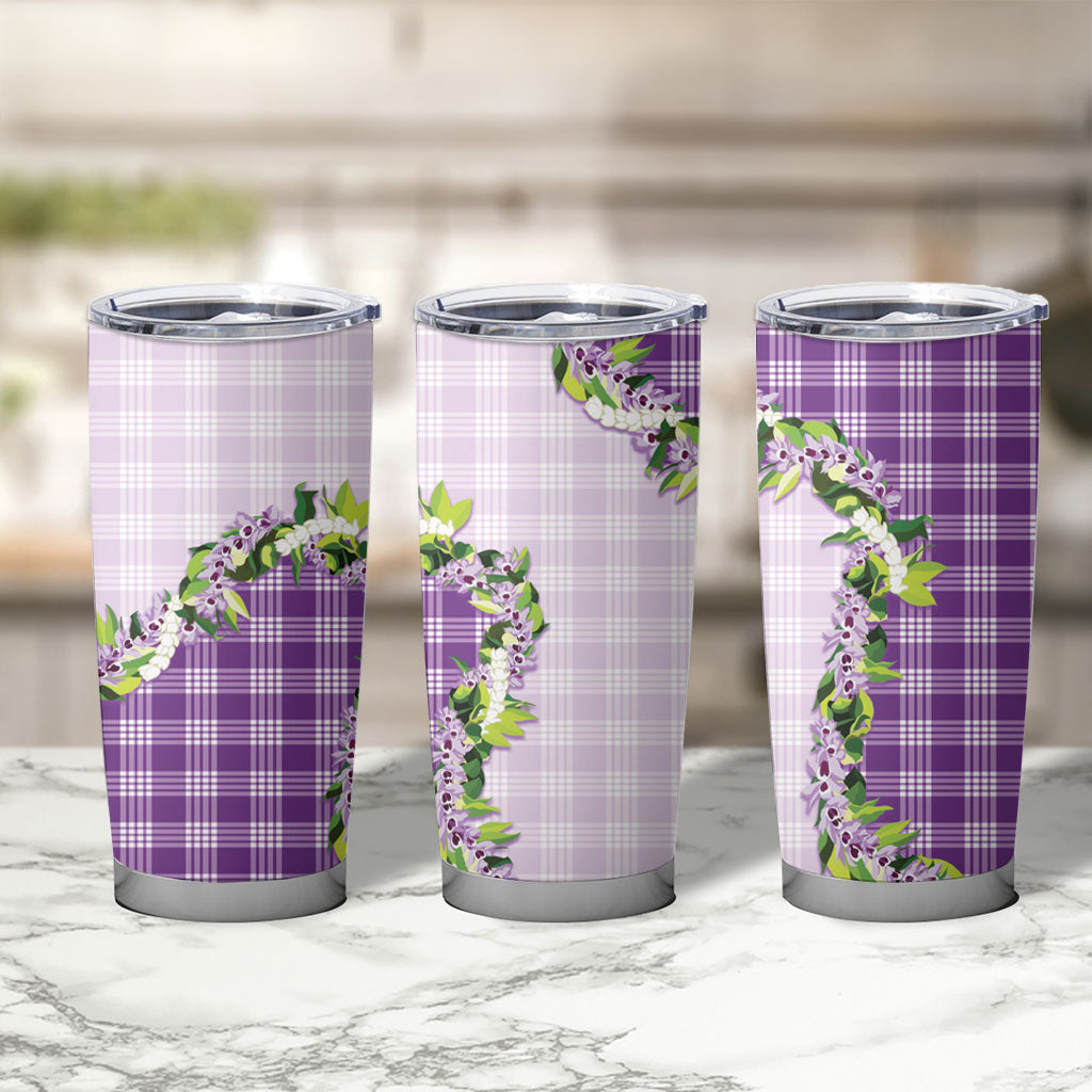 Violet Hawaii Palaka Tumbler Cup Maile Pikake Honohono Orchid Lei LT05 - Polynesian Pride