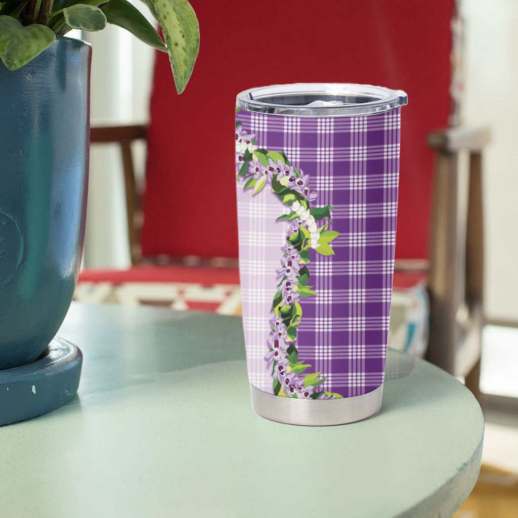 Violet Hawaii Palaka Tumbler Cup Maile Pikake Honohono Orchid Lei LT05 - Polynesian Pride