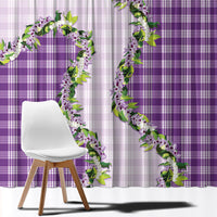 Violet Hawaii Palaka Window Curtain Maile Pikake Honohono Orchid Lei