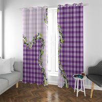 Violet Hawaii Palaka Window Curtain Maile Pikake Honohono Orchid Lei