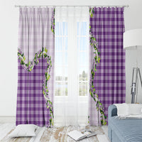 Violet Hawaii Palaka Window Curtain Maile Pikake Honohono Orchid Lei