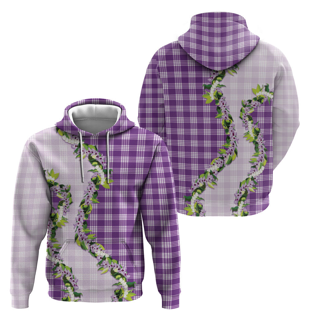 Violet Hawaii Palaka Zip Hoodie Maile Pikake Honohono Orchid Lei