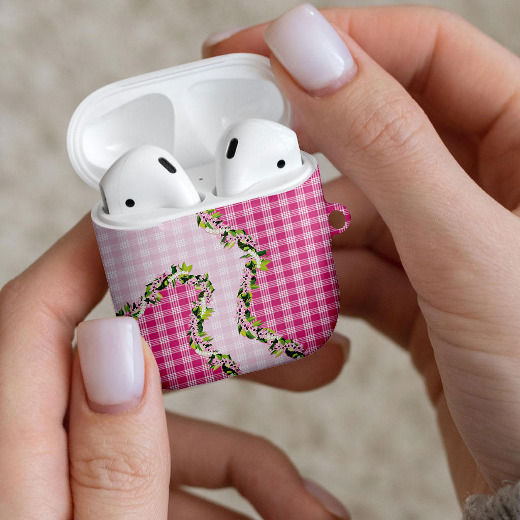Pink Hawaii Palaka AirPods Case Maile Pikake Honohono Orchid Lei LT05 - Polynesian Pride