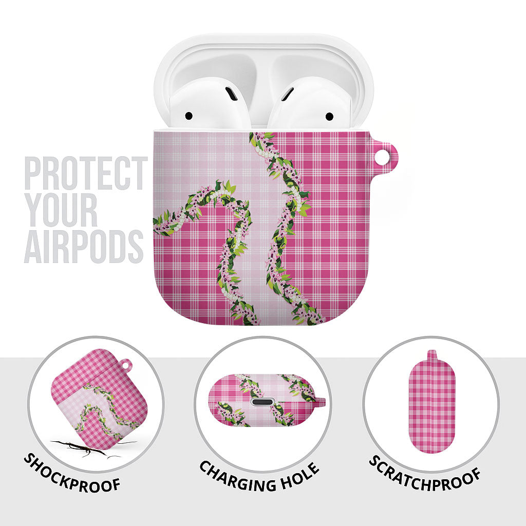 Pink Hawaii Palaka AirPods Case Maile Pikake Honohono Orchid Lei LT05 - Polynesian Pride