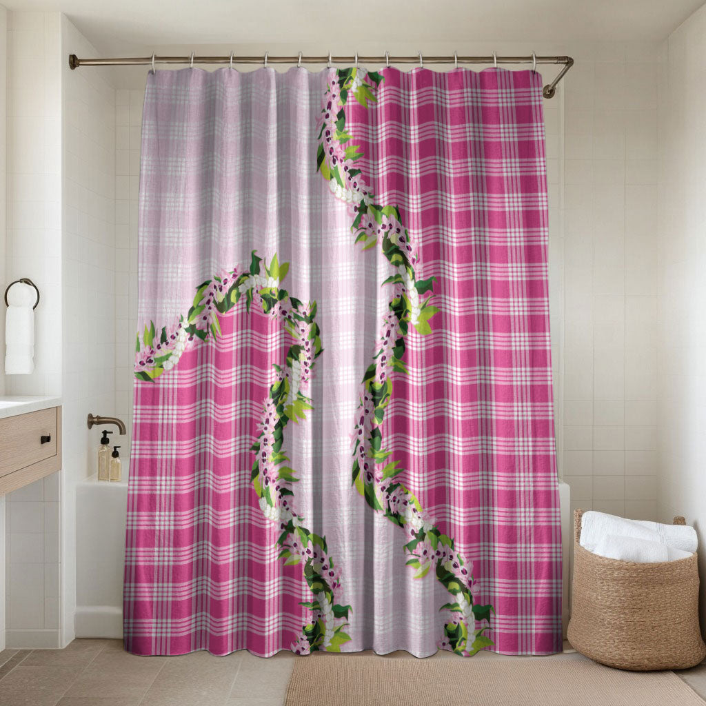 Pink Hawaii Palaka Bathroom Set Maile Pikake Honohono Orchid Lei