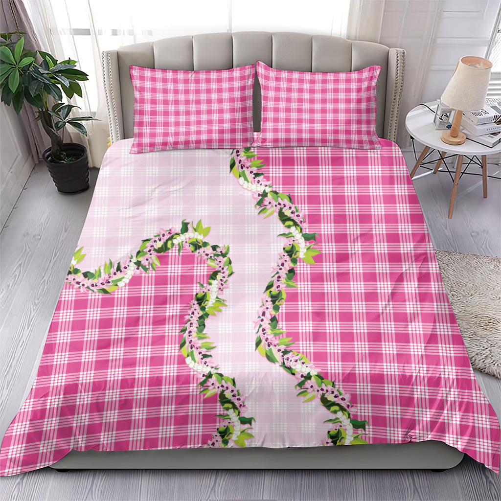 Pink Hawaii Palaka Bedding Set Maile Pikake Honohono Orchid Lei LT05 - Polynesian Pride