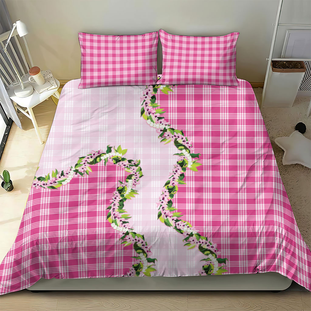 Pink Hawaii Palaka Bedding Set Maile Pikake Honohono Orchid Lei LT05 - Polynesian Pride