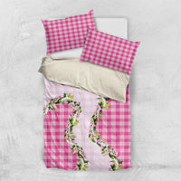 Pink Hawaii Palaka Bedding Set Maile Pikake Honohono Orchid Lei LT05 US Twin 172cm x 218cm Pink - Polynesian Pride