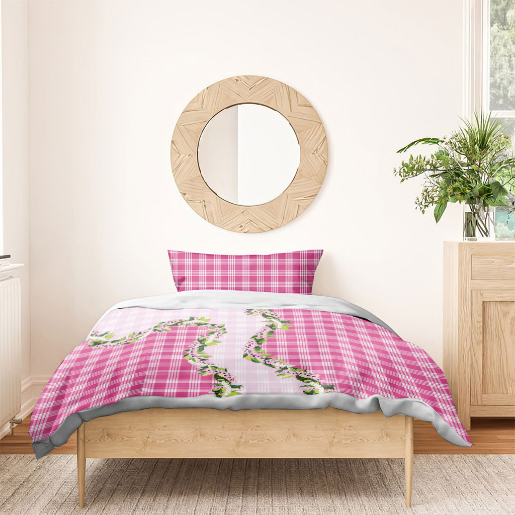 Pink Hawaii Palaka Bedding Set Maile Pikake Honohono Orchid Lei LT05 - Polynesian Pride