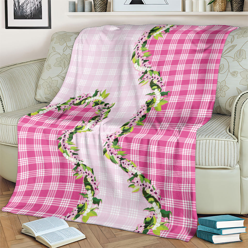 Pink Hawaii Palaka Blanket Maile Pikake Honohono Orchid Lei LT05 - Polynesian Pride