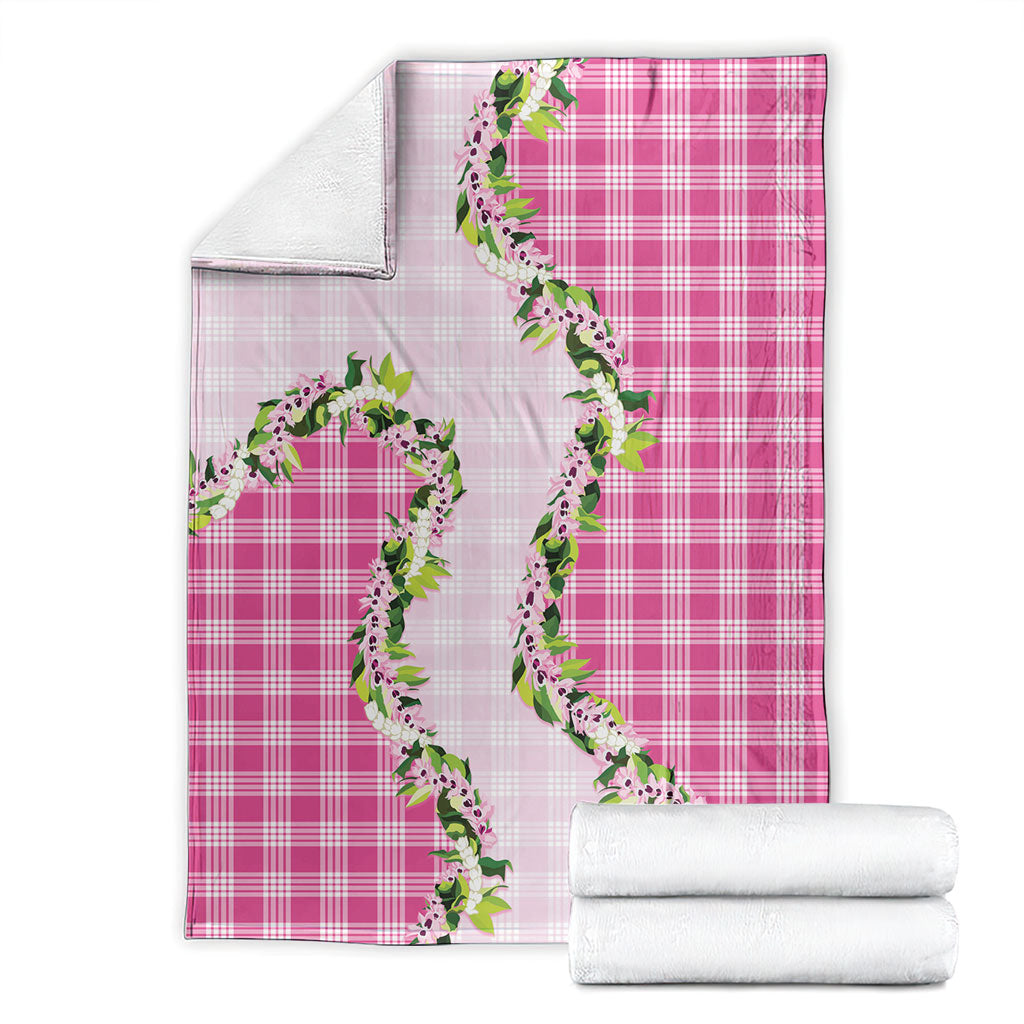 Pink Hawaii Palaka Blanket Maile Pikake Honohono Orchid Lei LT05 - Polynesian Pride