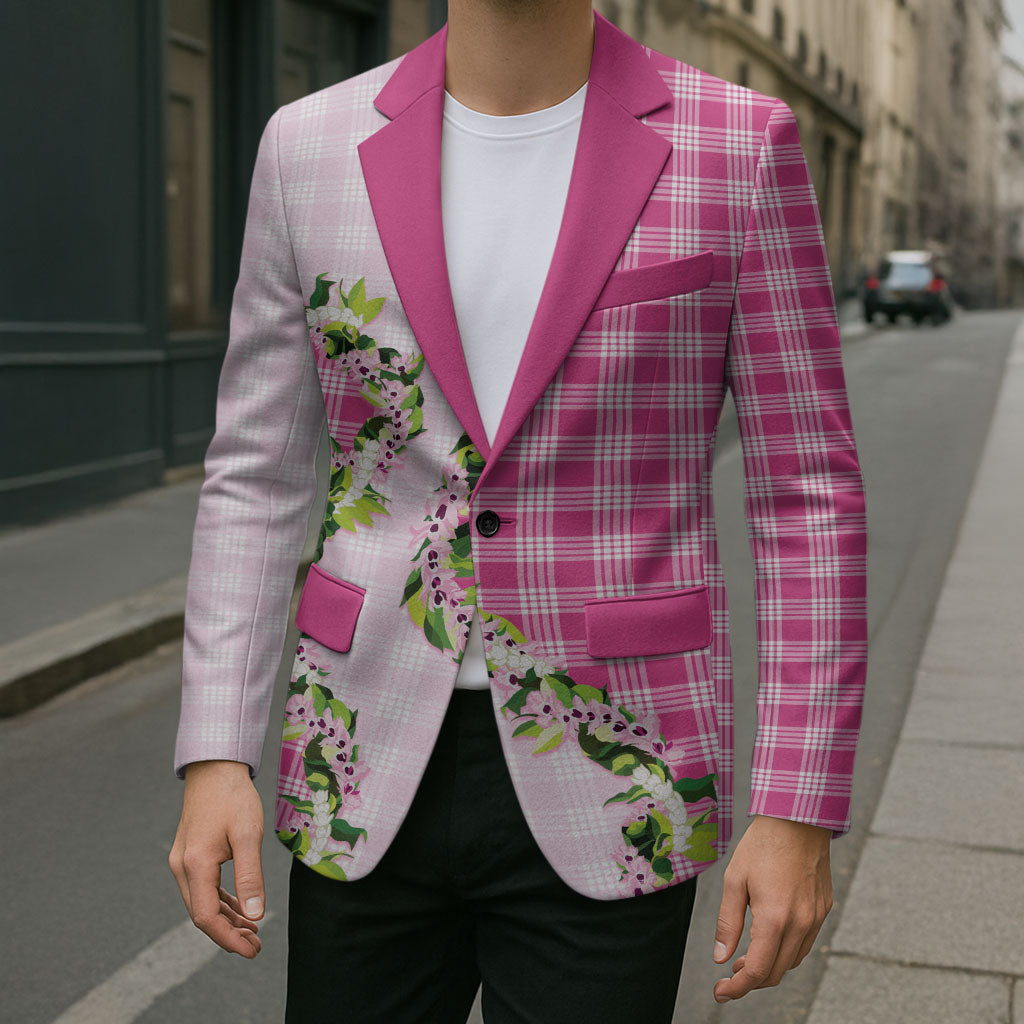 Pink Hawaii Palaka Blazer Maile Pikake Honohono Orchid Lei
