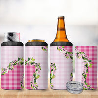 Pink Hawaii Palaka 4 in 1 Can Cooler Tumbler Maile Pikake Honohono Orchid Lei