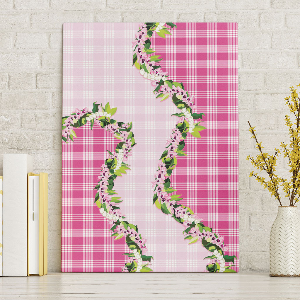 Pink Hawaii Palaka Canvas Wall Art Maile Pikake Honohono Orchid Lei