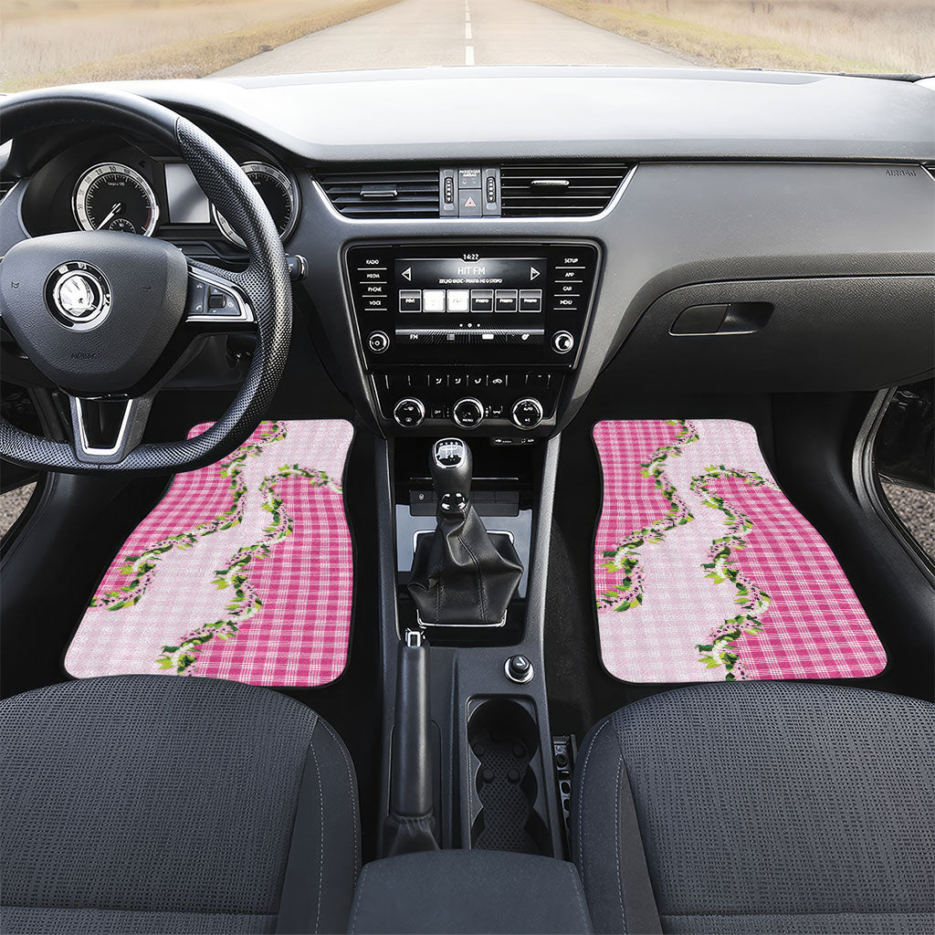 Pink Hawaii Palaka Car Mats Maile Pikake Honohono Orchid Lei LT05 Set 2pcs - Front Pink - Polynesian Pride