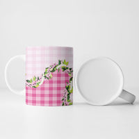 Pink Hawaii Palaka Ceramic Mug Maile Pikake Honohono Orchid Lei LT05 - Polynesian Pride